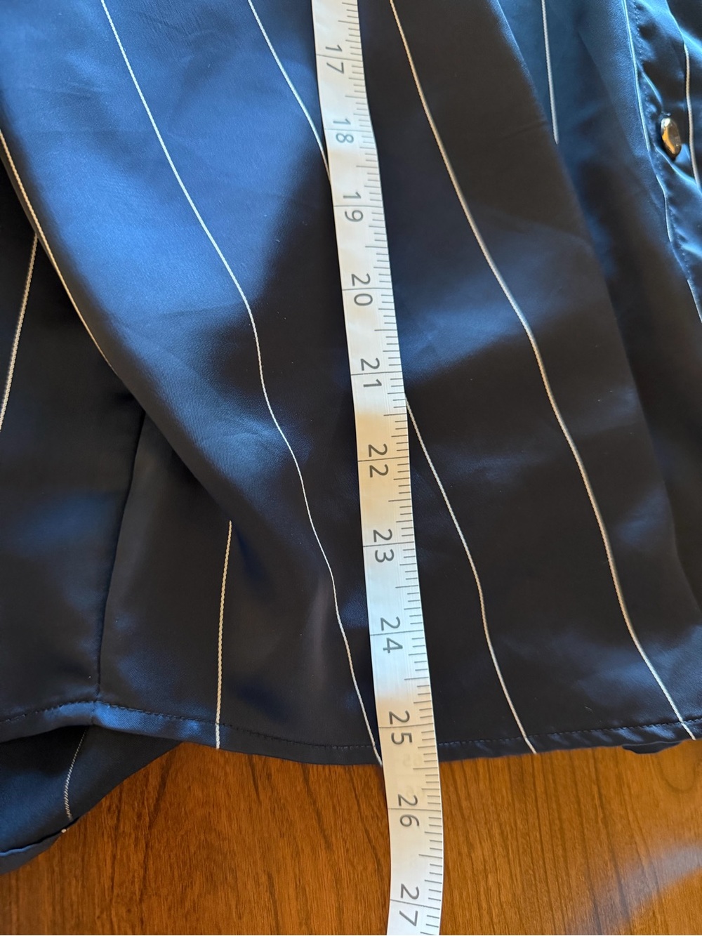 ZARA Navy Shirt with White Pinstripes XL Gold Buttons - Picture 9 of 10